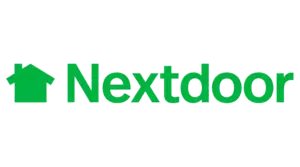 The Nextdoor logo—green house icon followed by the word “Nextdoor” in green text.