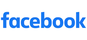 The facebook logo— followed by the word “facebook” in blue text.