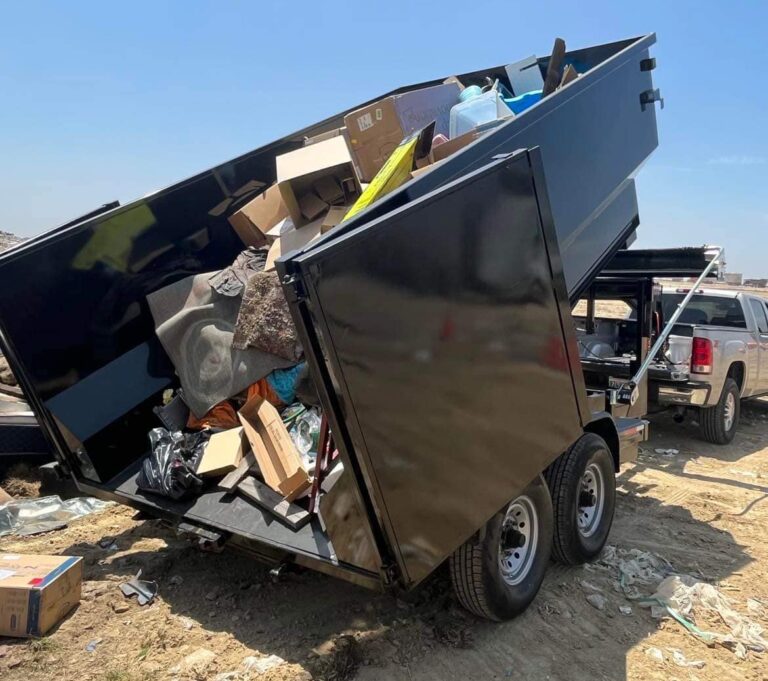 Dump trailer filled with debris
